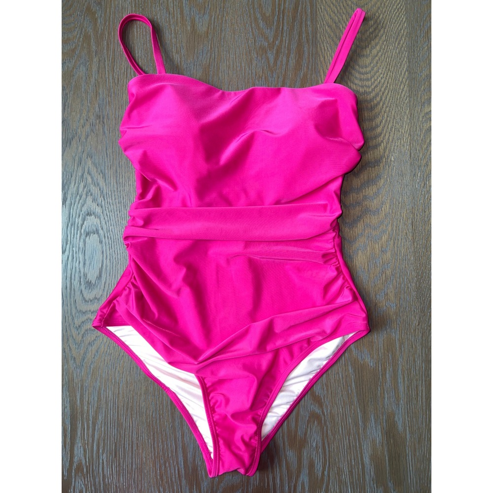 Cupshe Hot Pink Ruched One Piece Swimsuit Sweetheart Neck Padded Medium NWT